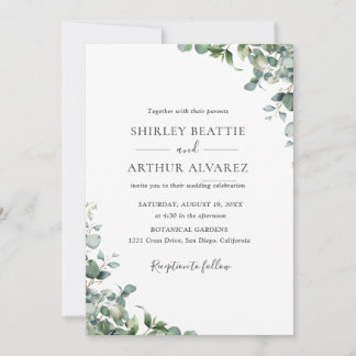 Invitación Elegant Eucalyptus Greenery Wedding