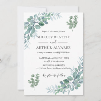 Invitación Elegant Eucalyptus Greenery Wedding