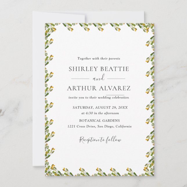 Invitación Elegant Eucalyptus Greenery Wedding  (Anverso)