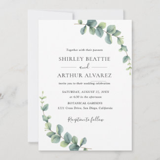 Invitación Elegant Eucalyptus Greenery Wedding