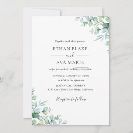 Invitación Elegant Eucalyptus Greenery Wedding Invitation