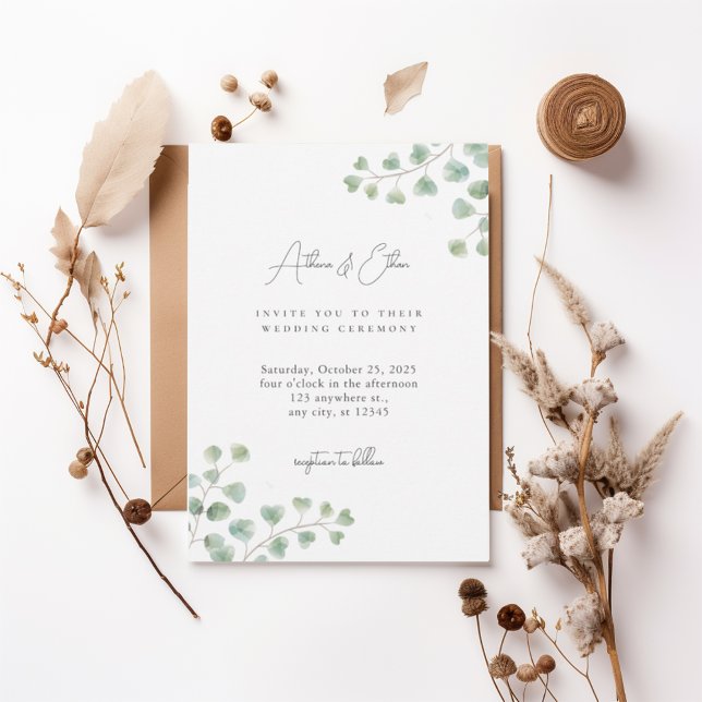 Invitación Elegant Eucalyptus Greenery Wedding Invitation (Subido por el creador)