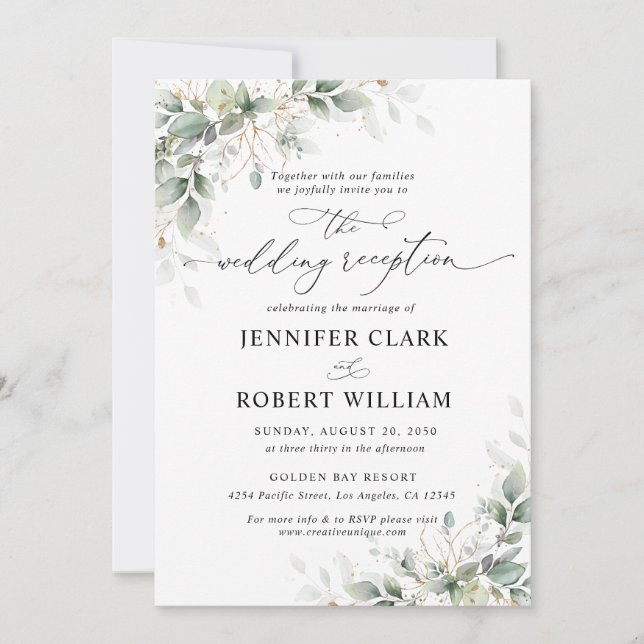 Invitación Elegant Eucalyptus Wedding Reception Invitation  (Anverso)