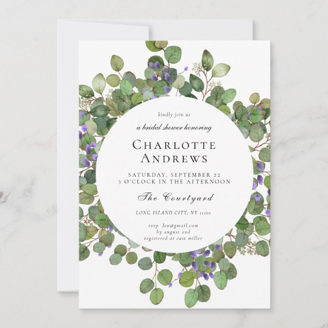 Invitación Elegant Eukalyptus Bridal Shower Einladung (Anverso)