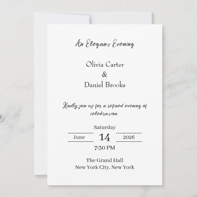 Invitación Elegant Evening Classic Wedding Invitation (Anverso)