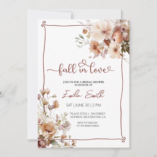 Invitación Elegant Fall Floral Autumn Bridal shower (Anverso)