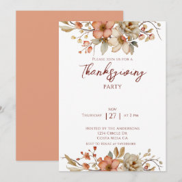 Invitación Elegant Fall Floral Thanksgiving Party