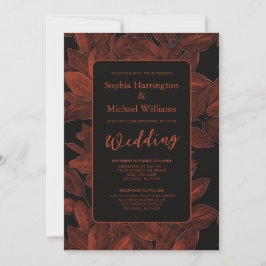 Invitación Elegant Fall Leaves Autumn Wedding Invite QR Code