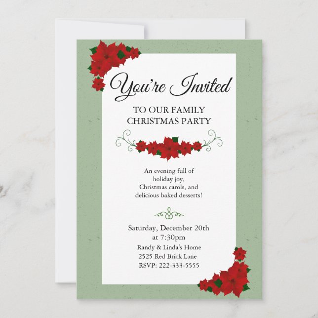 Invitación Elegant Family Christmas Party  (Anverso)