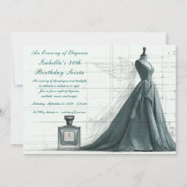Invitación Elegant Fashion Sketch Birthday Invitation