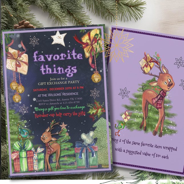 Invitación Elegant Favorite Things Gift Exchange I Night Sky  (Elegant Favorite Things Gift Exchange I Night Sky Invitation)