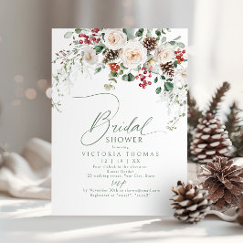 Invitación Elegant Festive Floral Holiday bridal shower