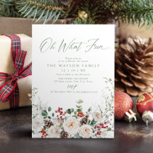 Elegant Festive Floral Oh What Fun Holiday Party