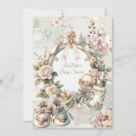 Invitación Elegant First Bloom Baby Shower Invitation with Fl