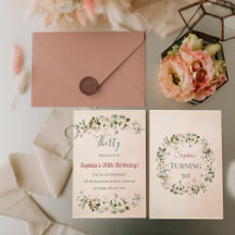 Elegant Floral 30th Birthday Invitation