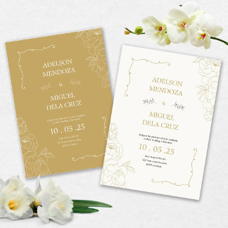 Invitación Elegant Floral and Minimalist wedding invitation