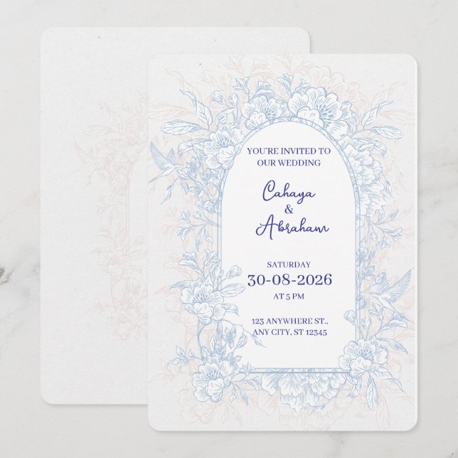 Invitación Elegant Floral Arch Wedding Invitation  (Anverso / Reverso)