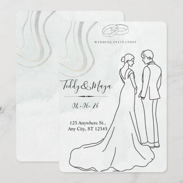 Invitación Elegant Floral Arch Wedding Suite (Anverso / Reverso)