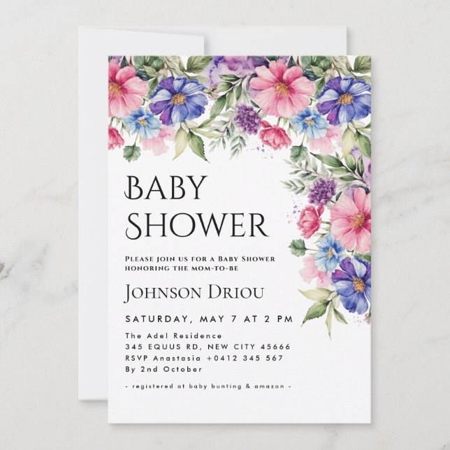Invitación Elegant Floral Baby Shower Invitation (Anverso)