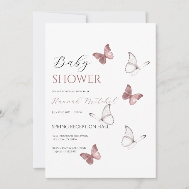 Invitación Elegant Floral Baby Shower Invitation Customizable (Anverso)