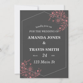 Invitación Elegant Floral Border with Geometric Frame