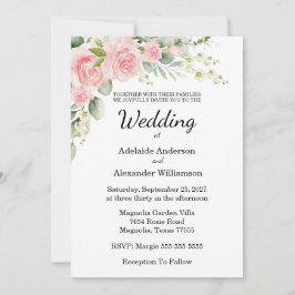 Invitación Elegant Floral Botanical Rose Pink Wedding