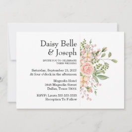 Invitación Elegant Floral Botanical Rose Pink Wedding