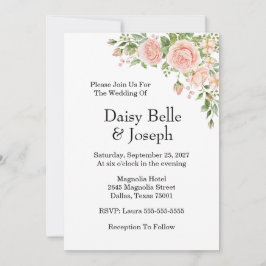 Invitación Elegant Floral Botanical Rose Pink Wedding