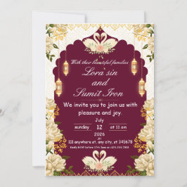 Invitación Elegant Floral Burgundy Wedding Invitation 