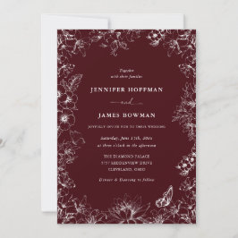 Invitación Elegant Floral Burgundy Wedding Invitation