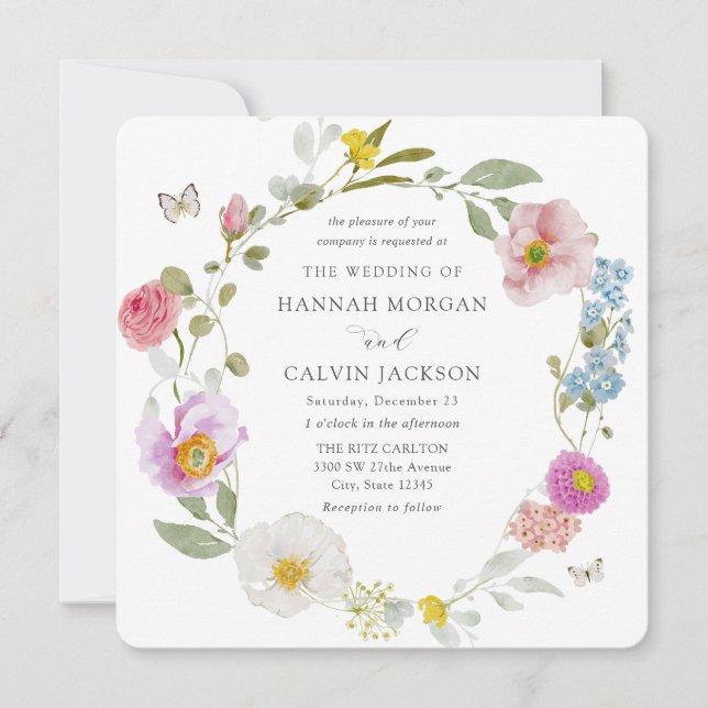 Invitación Elegant Floral Butterfly Wedding Invitation (Anverso)