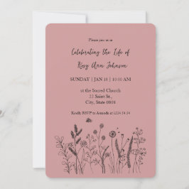 Invitación Elegant Floral "Celebrating the Life" Funeral