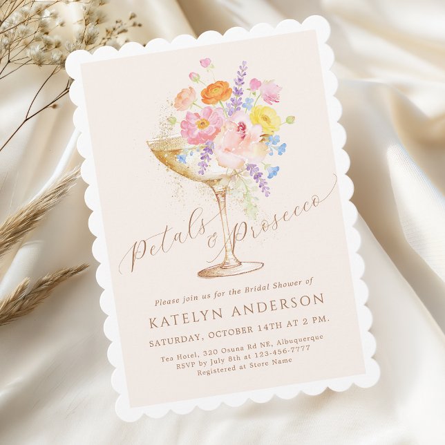Invitación Elegant Floral Champagne Bridal Shower (Subido por el creador)