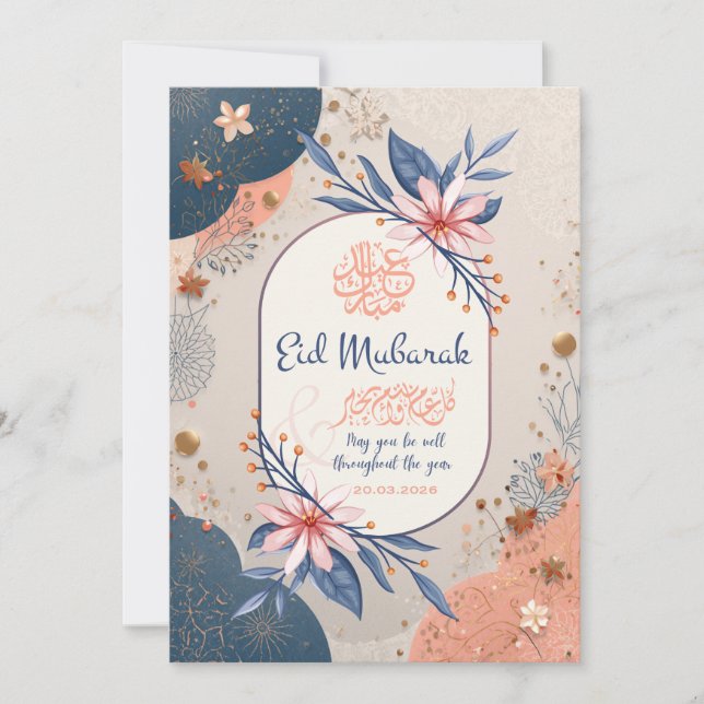 Invitación Elegant Floral Eid Mubarak Greeting Card (Anverso)