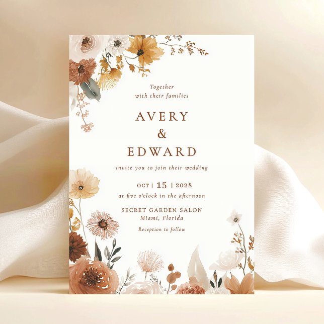 Invitación Elegant Floral Fall Wedding  (Subido por el creador)