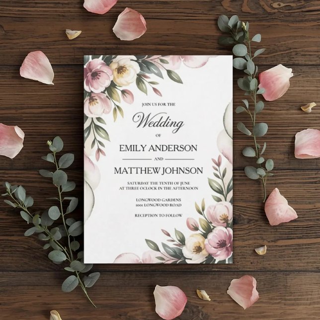 Invitación Elegant Floral Frame Wedding Invitation (Subido por el creador)
