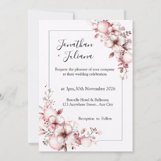 Invitación Elegant Floral Frame with Soft Pink Blossoms