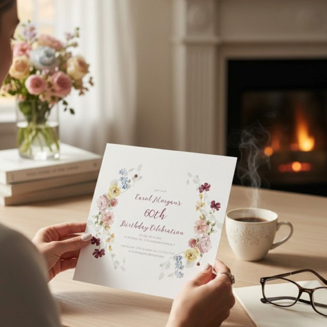 Invitación Elegant Floral Garden 60th Birthday Invitation (Subido por el creador)