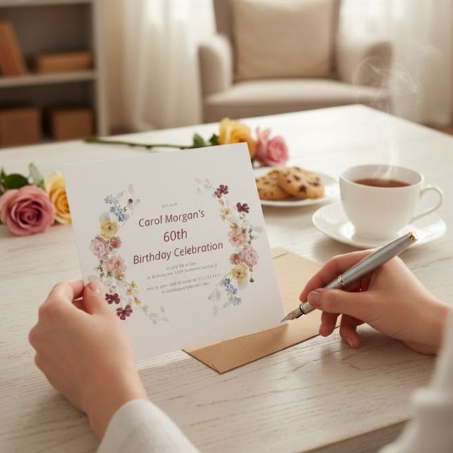 Invitación Elegant Floral Garden 60th Birthday Invitation (Subido por el creador)