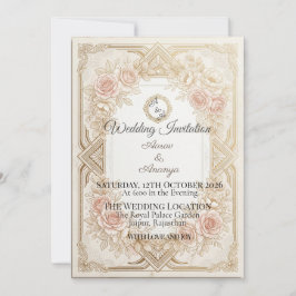 Invitación Elegant Floral Gold Wedding Invitation | Editable