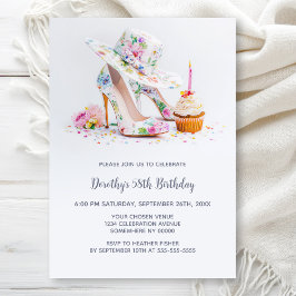 Invitación Elegant Floral High Heel Shoes Birthday Party