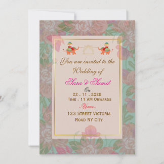 Invitación Elegant Floral Indian Wedding Invitation Card 