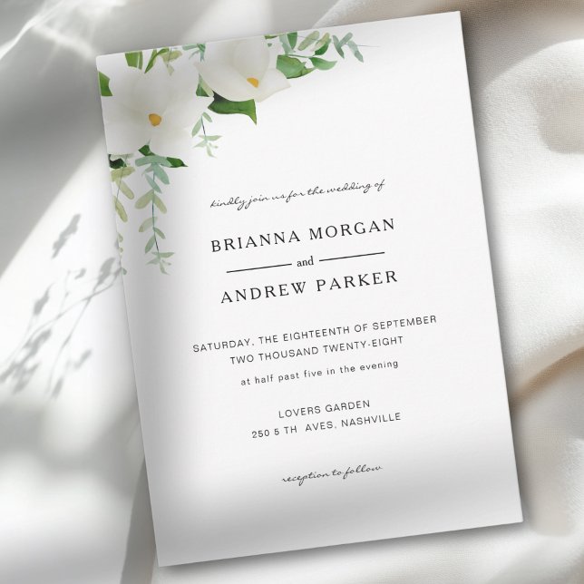 Invitación Elegant  Floral Magnolia (Elegant Floral Magnolia Invitation)