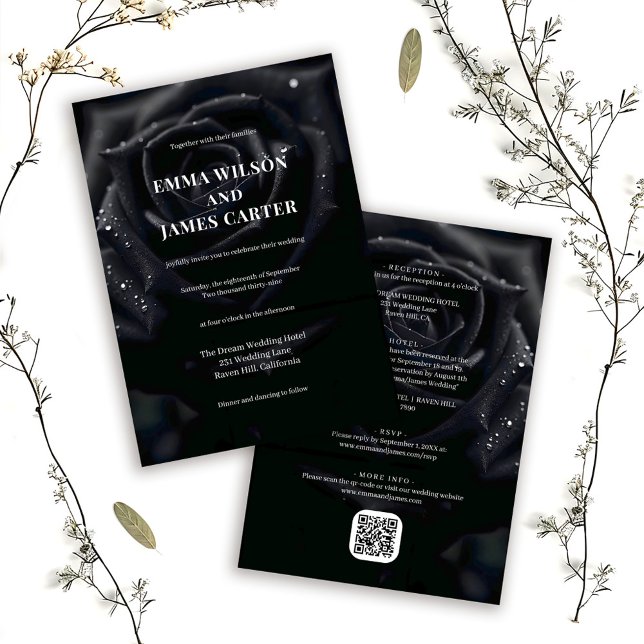 Invitación Elegant Floral Midnight Rose All in One Wedding (Subido por el creador)