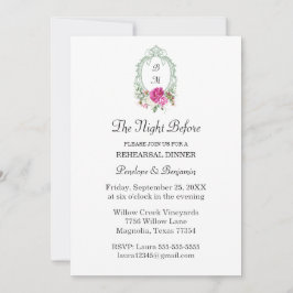 Invitación Elegant Floral Pink Peony Monogram Wedding