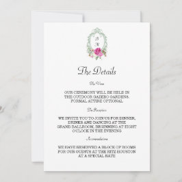 Invitación Elegant Floral Pink Peony Monogram Wedding