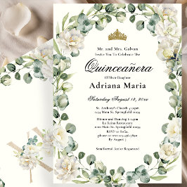 Invitación Elegant Floral Quinceanera Invitation Ivory Flower