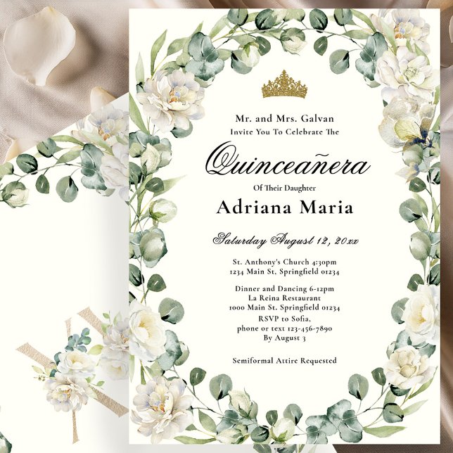 Invitación Elegant Floral Quinceanera Invitation Ivory Flower (Subido por el creador)