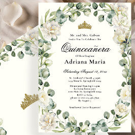 Invitación Elegant Floral Quinceanera Invitation Ivory Flower