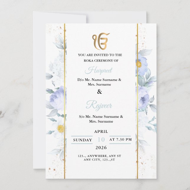 Invitación Elegant Floral Rokha Ceremony Invitation (Anverso)